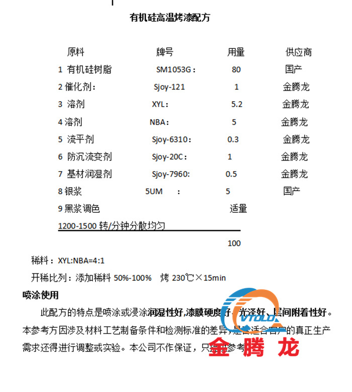 有機(jī)硅高溫烤漆配方(圖1)